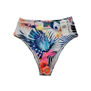 NWT - Raisins Haleiwa Tropical Print High Waist Bikini Bottoms, Size Medium